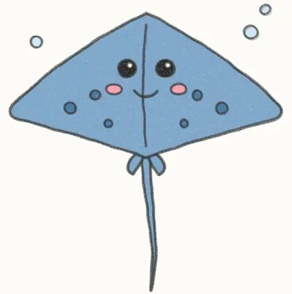 Finished cartoon stingray drawing, coloured