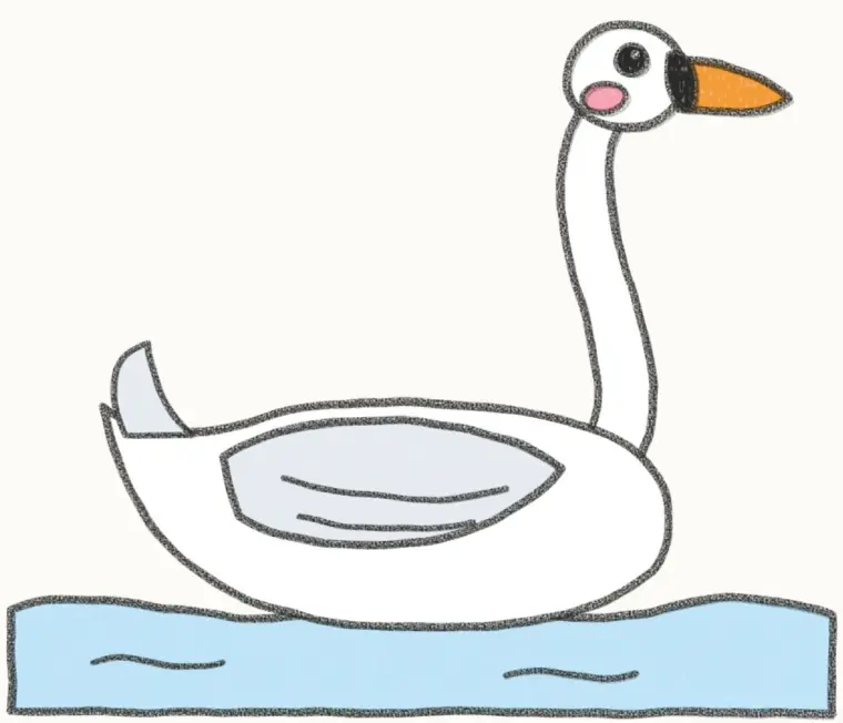 How to Draw a Cartoon Swan, step 7 of 7: color your swan, pencil drawing