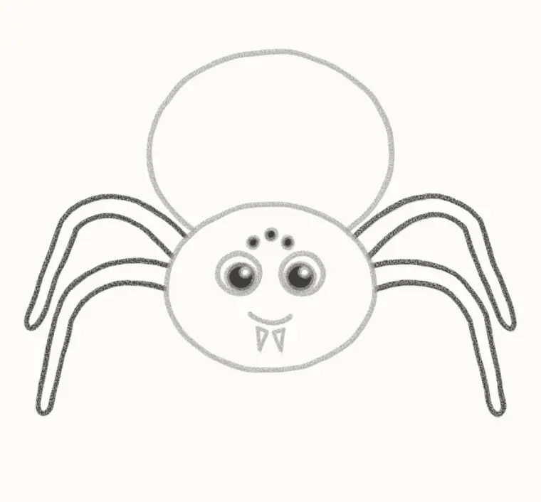 How to Draw a Cartoon Tarantula, step 4: draw the front legs