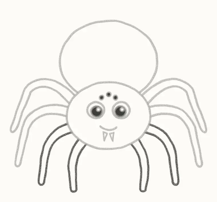 How to Draw a Cartoon Tarantula, step 5: draw the back legs