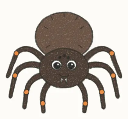 Finished cartoon tarantula drawing, coloured