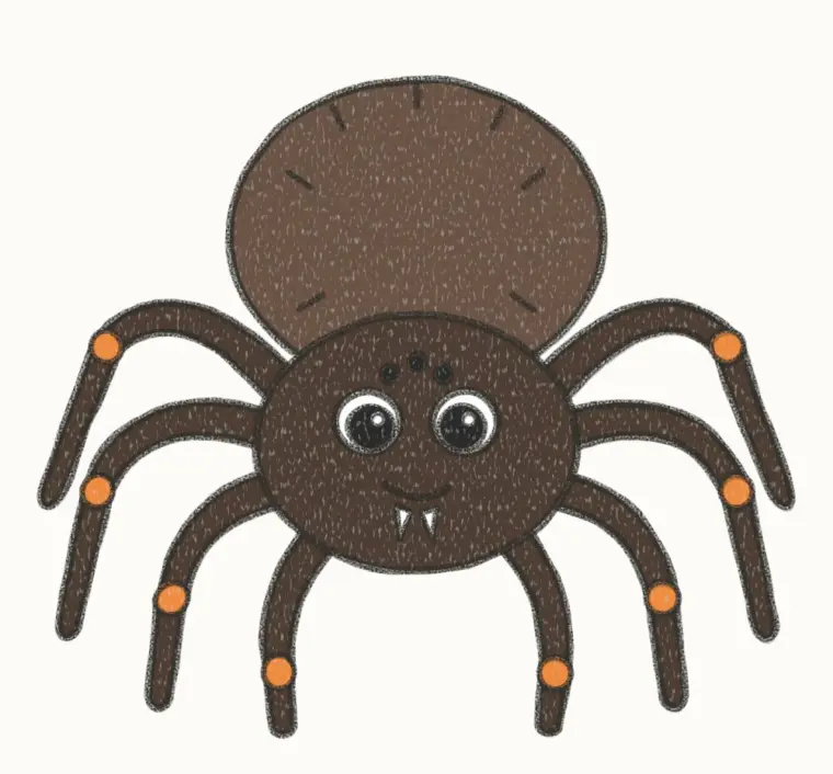 How to Draw a Cartoon Tarantula, step 7 of 7: color your tarantula, pencil drawing