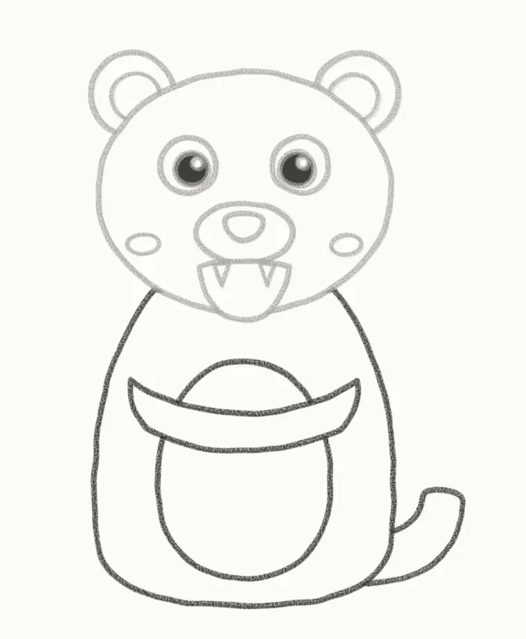 How to Draw a Cartoon Tasmanian Devil, step 5: draw the body and tail
