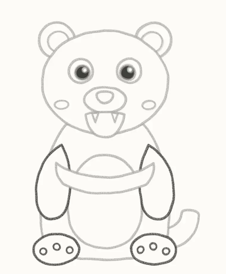 How to Draw a Cartoon Tasmanian Devil, step 6: add the arms and feet