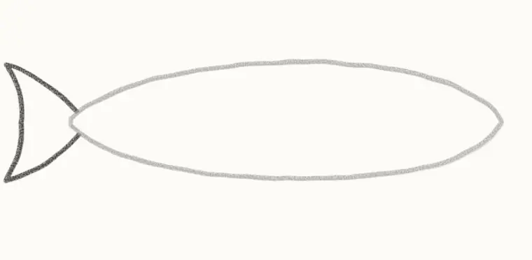 How to Draw a Cartoon Trout, step 2: add the tail