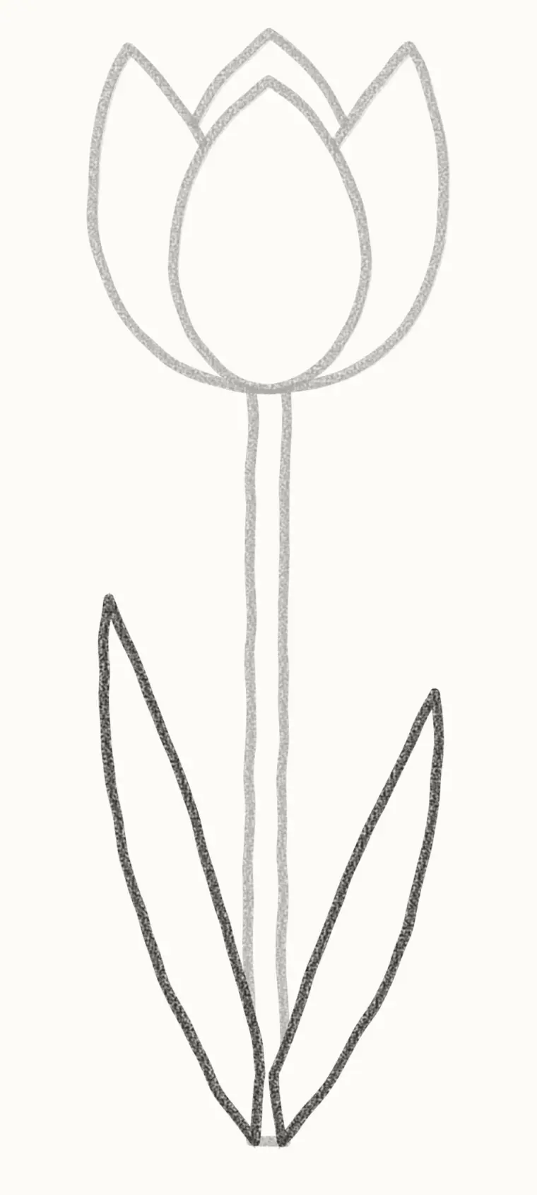 How to Draw a Cartoon Tulip, step 5: add the long leaves