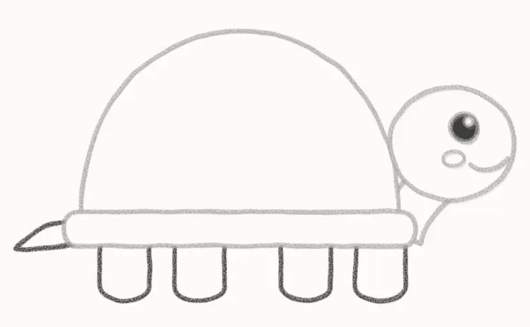 How to Draw a Cartoon Turtle, step 5: add the legs and tail