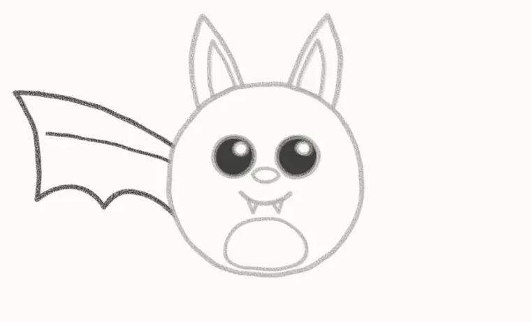 How to Draw a Cartoon Vampire Bat, step 5: draw the first wing
