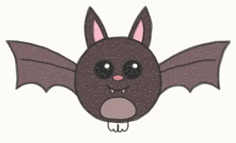 How to Draw a Cartoon Vampire Bat, step 7 of 7: color your vampire bat, pencil drawing