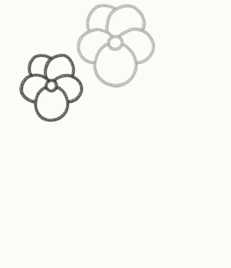 How to Draw a Cartoon Violet, step 2: add a second flower