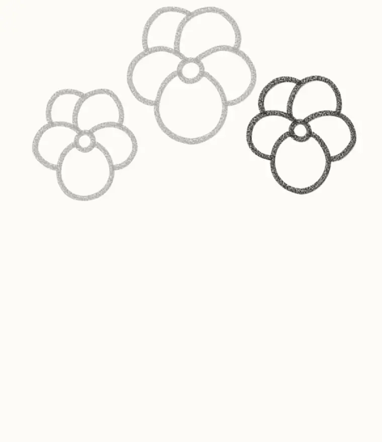 How to Draw a Cartoon Violet, step 3: add a third flower