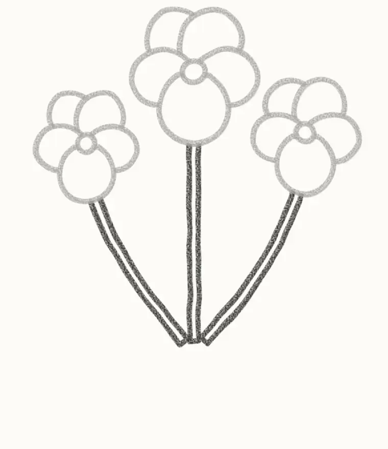 How to Draw a Cartoon Violet, step 4: draw the stems