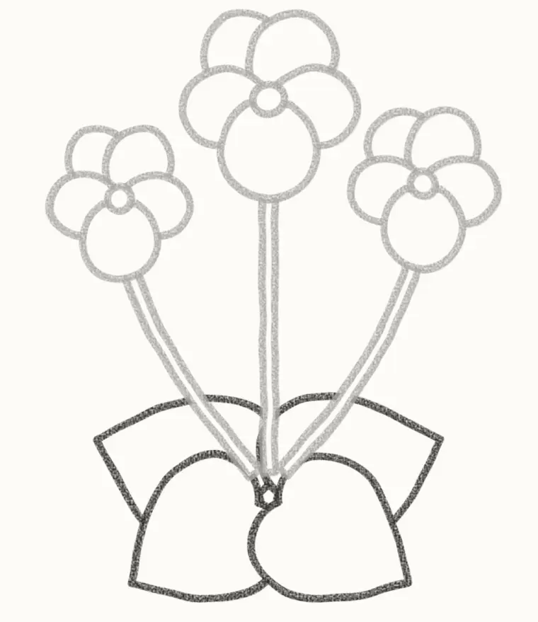 How to Draw a Cartoon Violet, step 5: draw the heart leaves