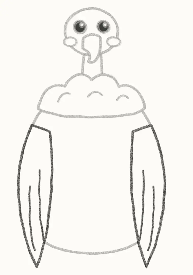 How to Draw a Cartoon Vulture, step 5: add the wings