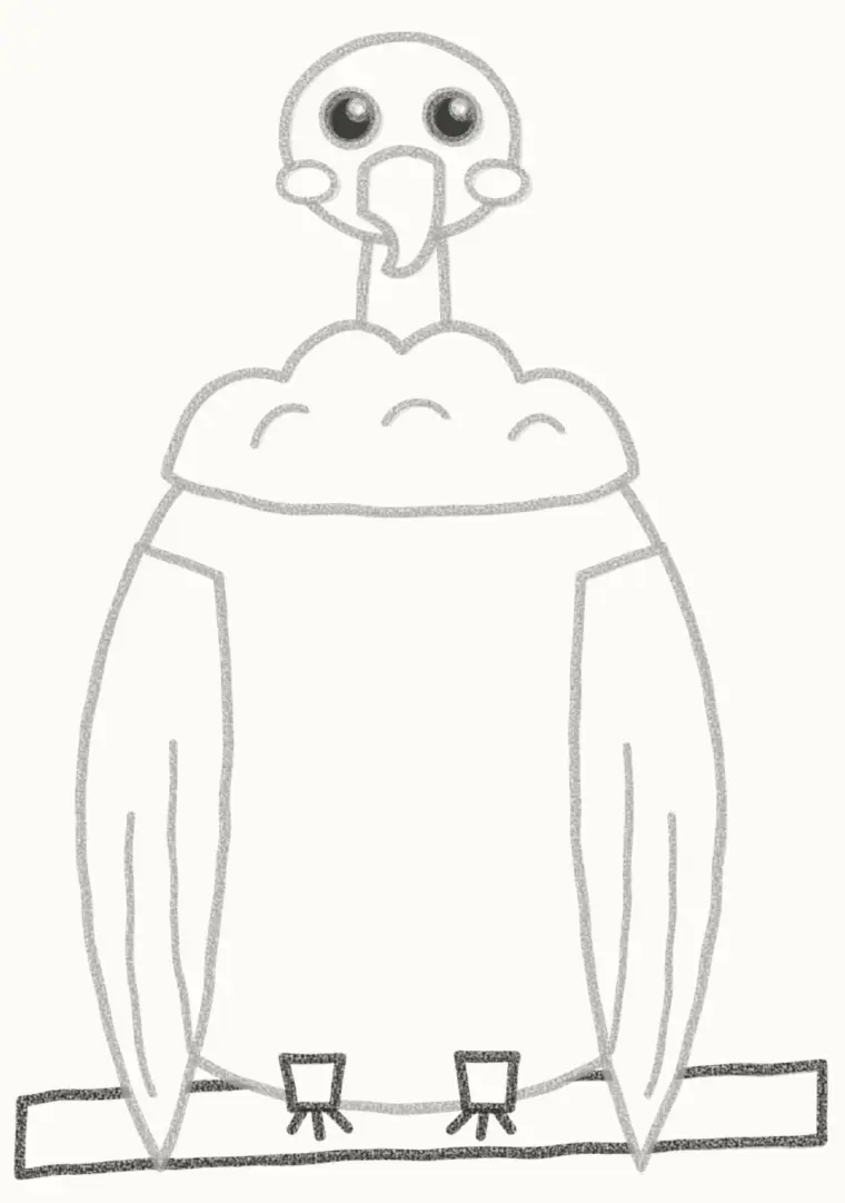 How to Draw a Cartoon Vulture, step 6: draw the feet and branch