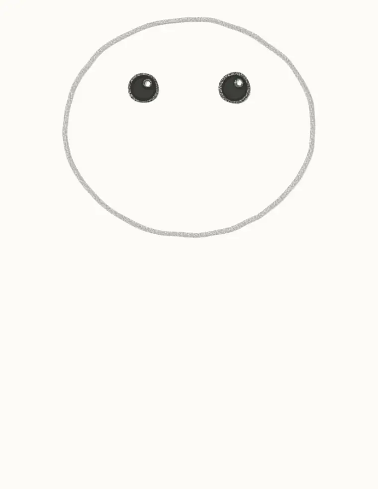 How to Draw a Cartoon Walrus, step 2: draw the eyes