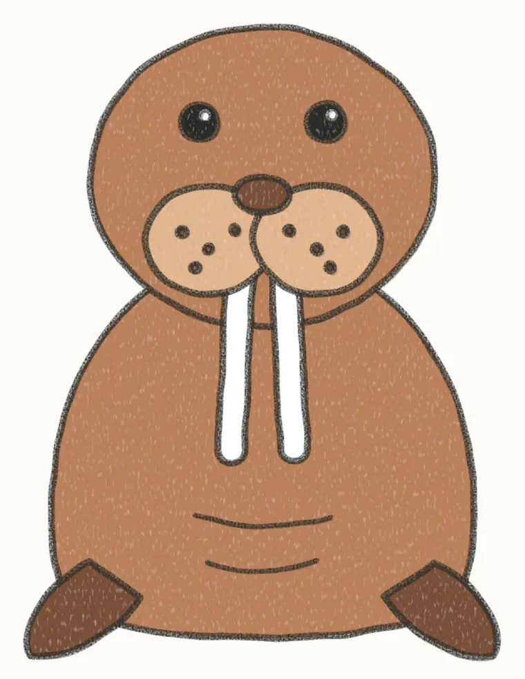 How to Draw a Cartoon Walrus, step 7 of 7: color your walrus, pencil drawing