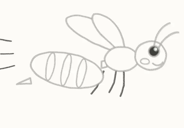 How to Draw a Cartoon Wasp, step 6: add the legs and buzz lines