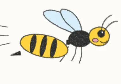 Finished cartoon wasp drawing, coloured