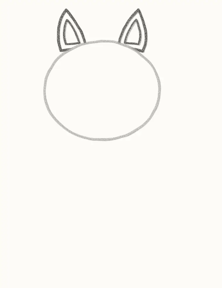 How to Draw a Cartoon Westie, step 2: add the small pointy ears
