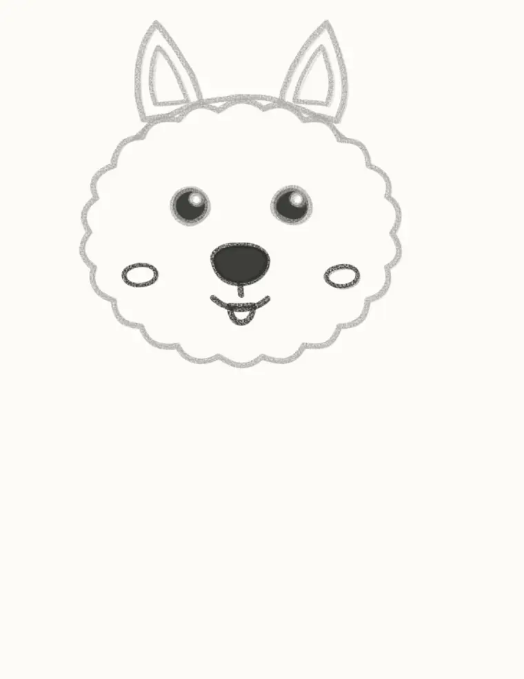 How to Draw a Cartoon Westie, step 4: draw the nose and mouth