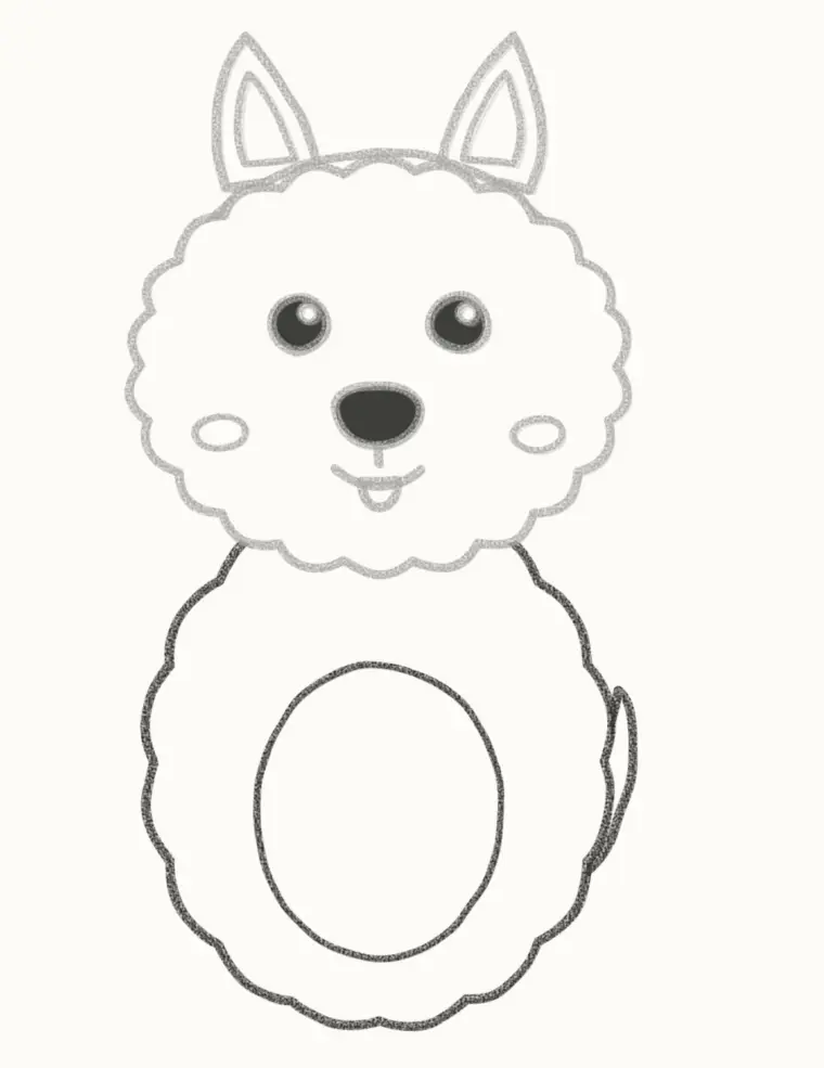 How to Draw a Cartoon Westie, step 5: draw the body