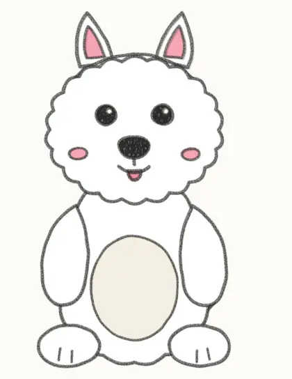 Finished cartoon westie drawing, coloured