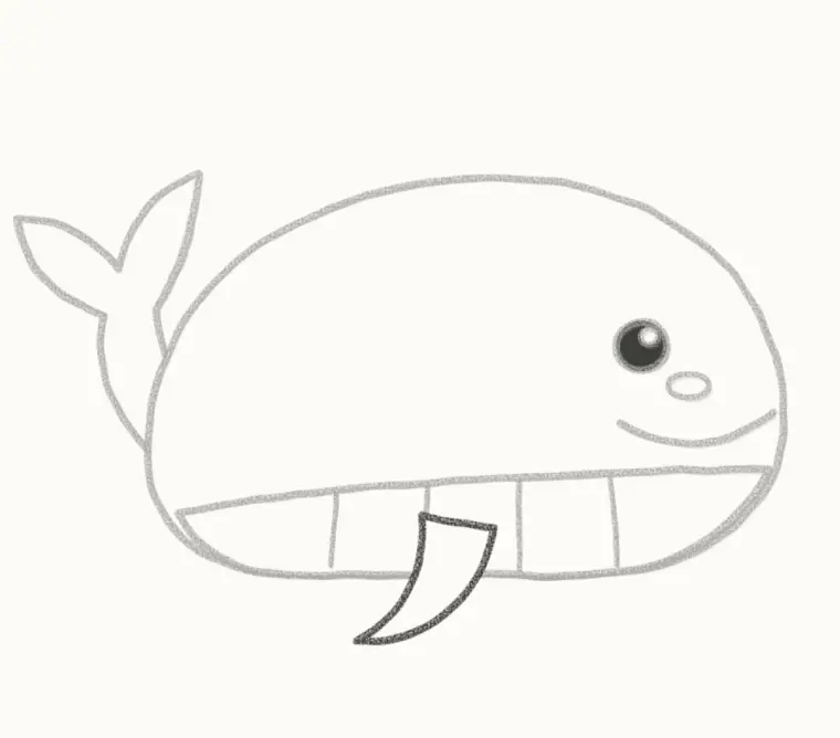 How to Draw a Cartoon Whale, step 5: add the flipper