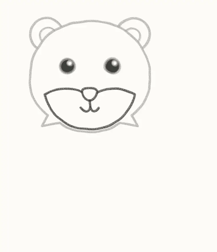 How to Draw a Cartoon White Tiger, step 4: draw the muzzle