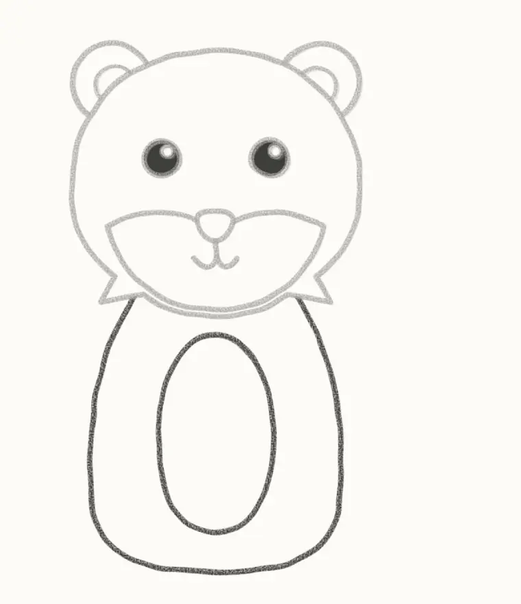 How to Draw a Cartoon White Tiger, step 5: draw the body