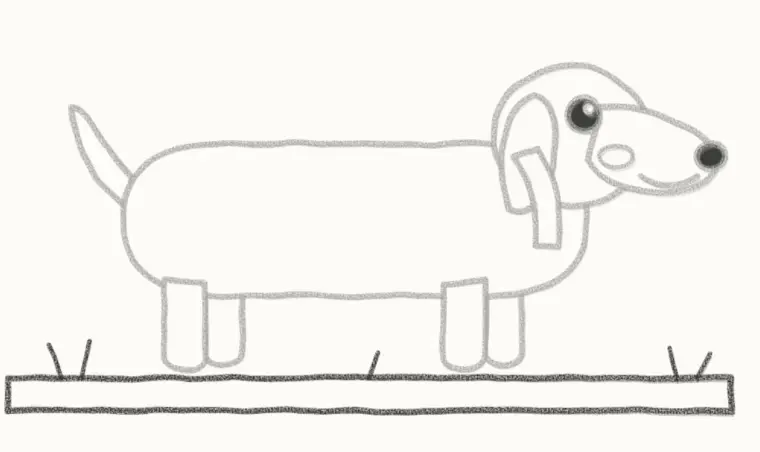 How to Draw a Cartoon Wiener Dog, step 6: draw the grass
