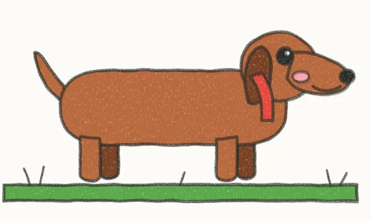 How to Draw a Cartoon Wiener Dog, step 7 of 7: color your wiener dog, pencil drawing