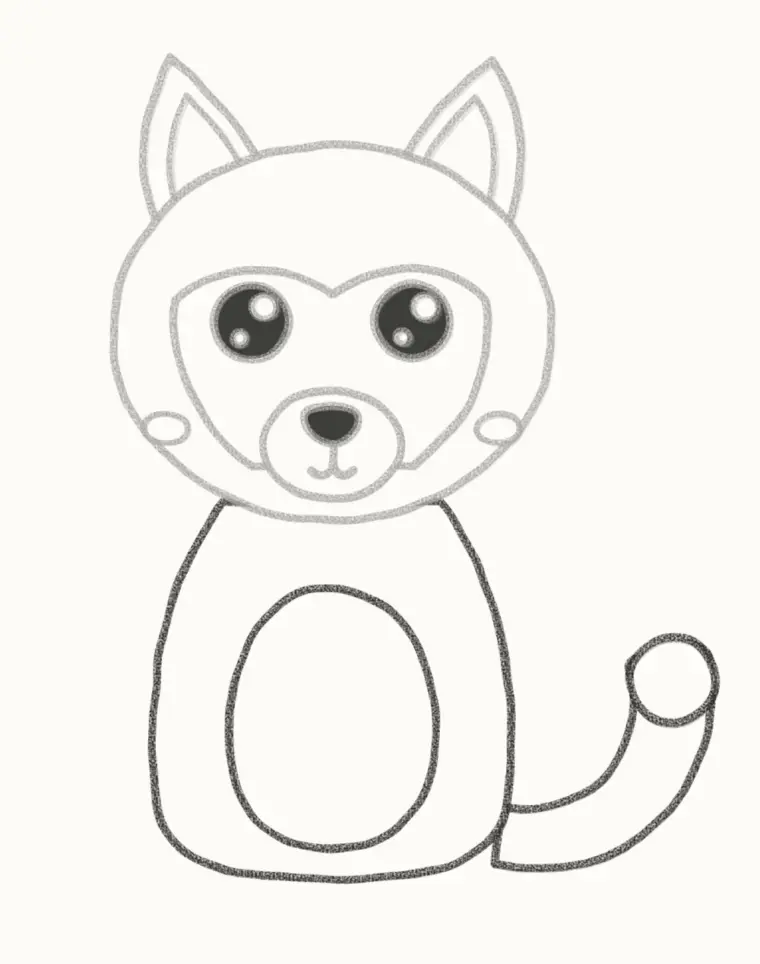 How to Draw a Cartoon Wolf Pup, step 5: draw the small body