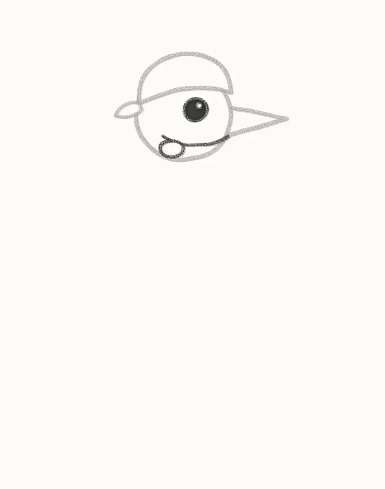 How to Draw a Cartoon Woodpecker, step 3: draw the eye