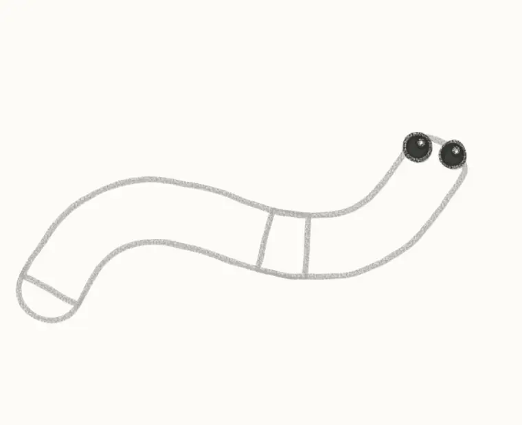 How to Draw a Cartoon Worm, step 3: draw the eyes