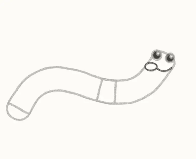 How to Draw a Cartoon Worm, step 4: add the smile and cheeks