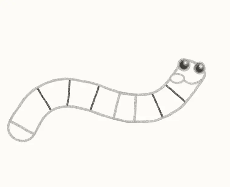 How to Draw a Cartoon Worm, step 5: draw the ring lines