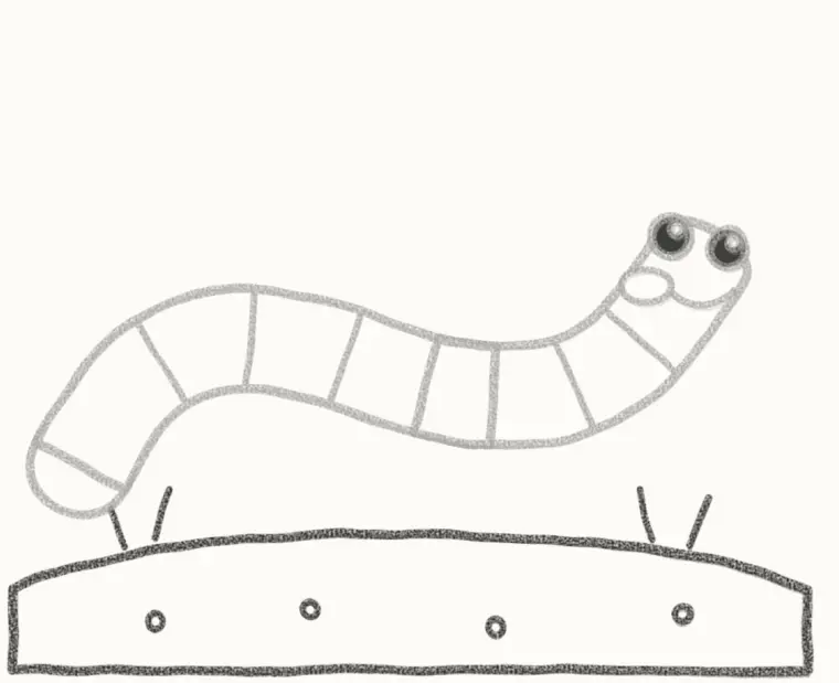 How to Draw a Cartoon Worm, step 6: draw the dirt and grass