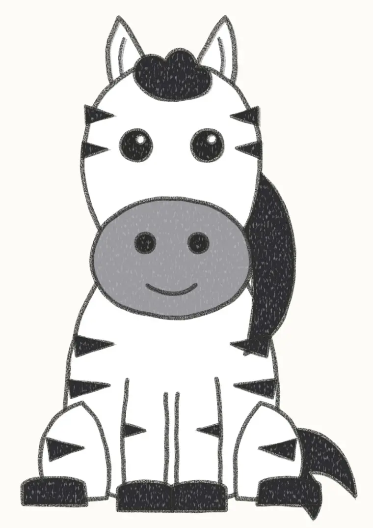 How to Draw a Cartoon Zebra, step 7 of 7: color your zebra, pencil drawing